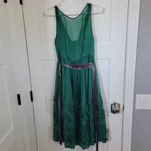 Tiny by Anthropologie Emerald Green Silk Dress